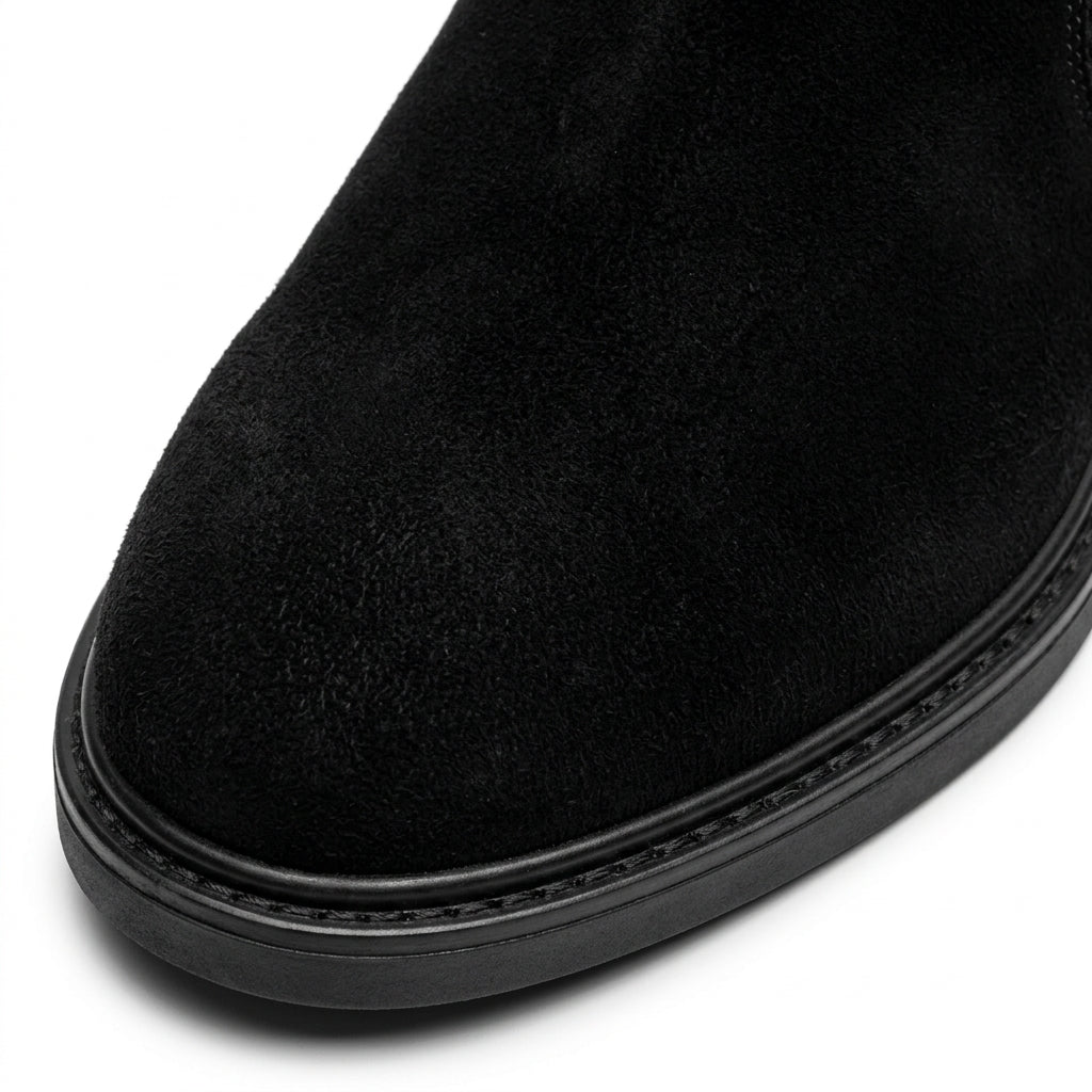 Ghete barbati din piele naturală, A-971, negru-velur