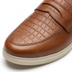 Mocasini  barbati din piele naturală maro-croco, M-8093