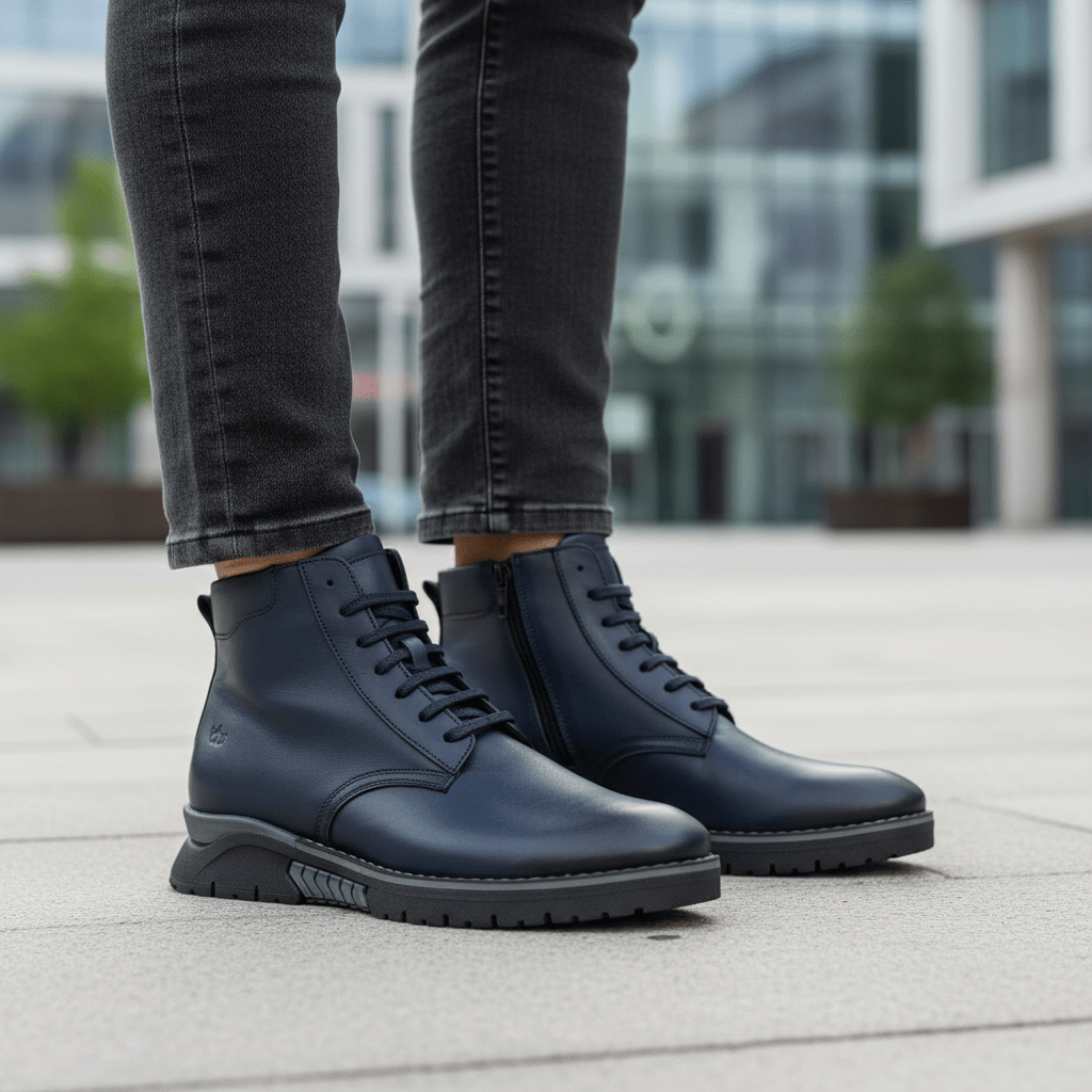 Ghete Barbati din Piele Naturala, Culoare albastru, Cod 840 - Paul Style