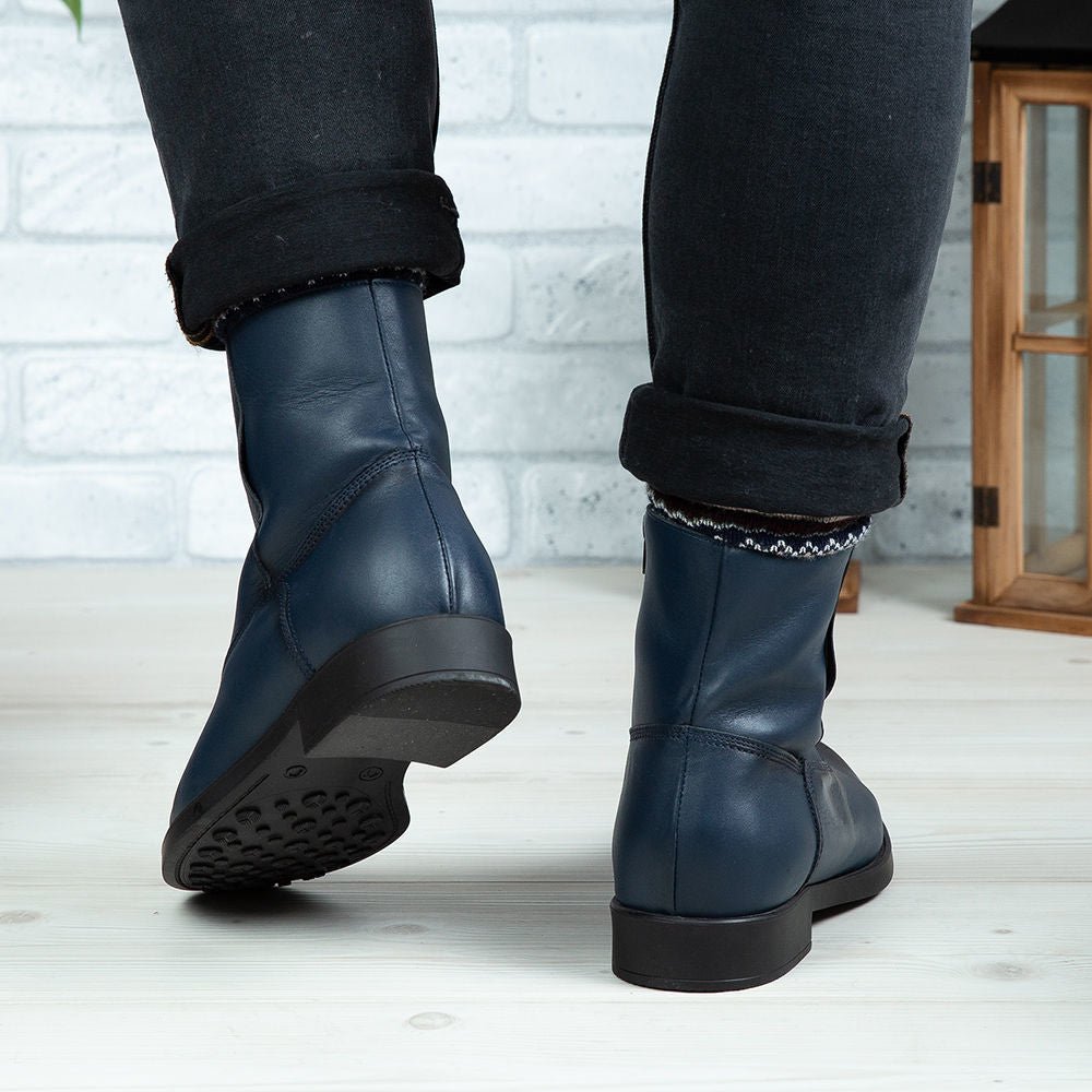 Ghete Barbati din Piele Naturala, Culoare albastru, Cod 880 - Paul Style