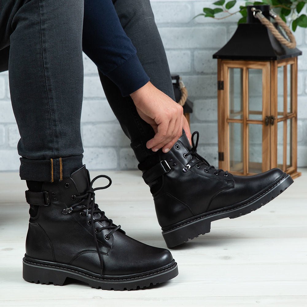 Ghete Barbati din Piele Naturala, Culoare negru, Cod 517 - Paul Style