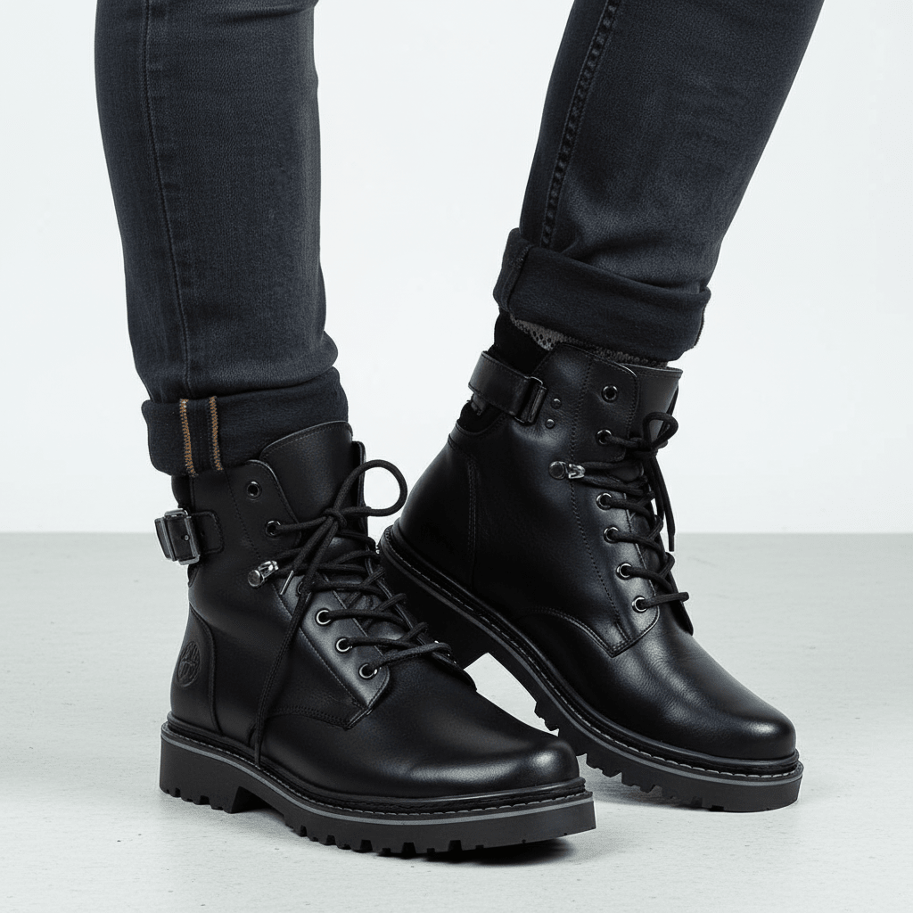 Ghete Barbati din Piele Naturala, Culoare negru, Cod 517 - Paul Style