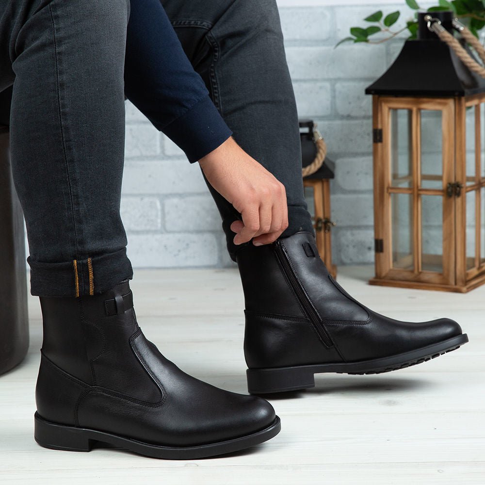 Ghete Barbati din Piele Naturala, Culoare negru, Cod 880 - Paul Style