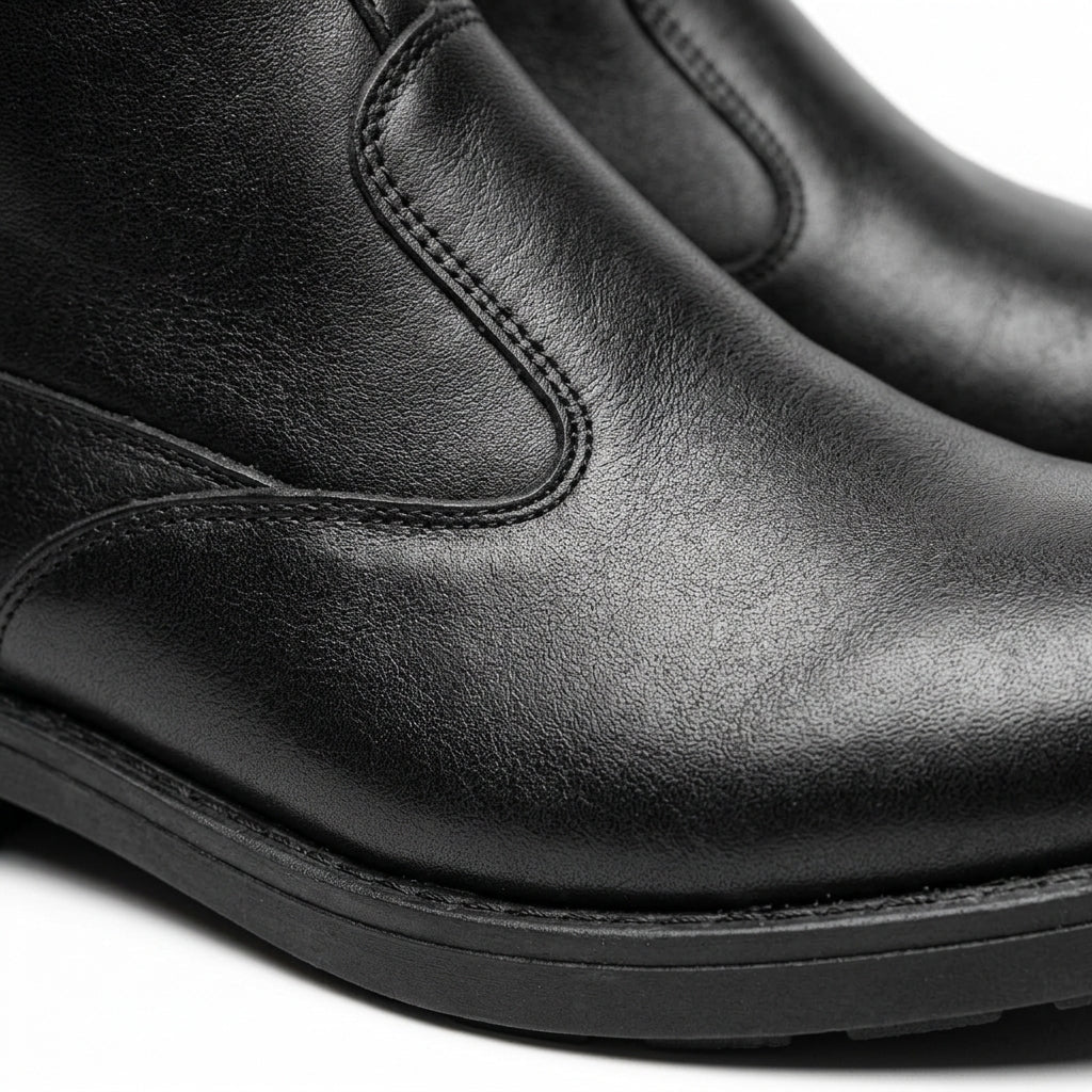 Ghete bărbați negre cu fermoar, M-1801, piele naturală - PaulStyle