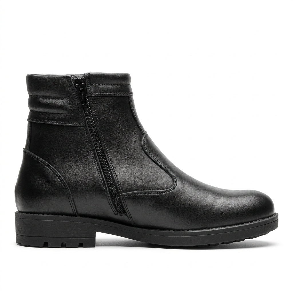 Ghete bărbați negre cu fermoar, M-1801, piele naturală - PaulStyle