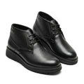 Ghete bărbați negre cu șiret, M-859, piele naturală - PaulStyle