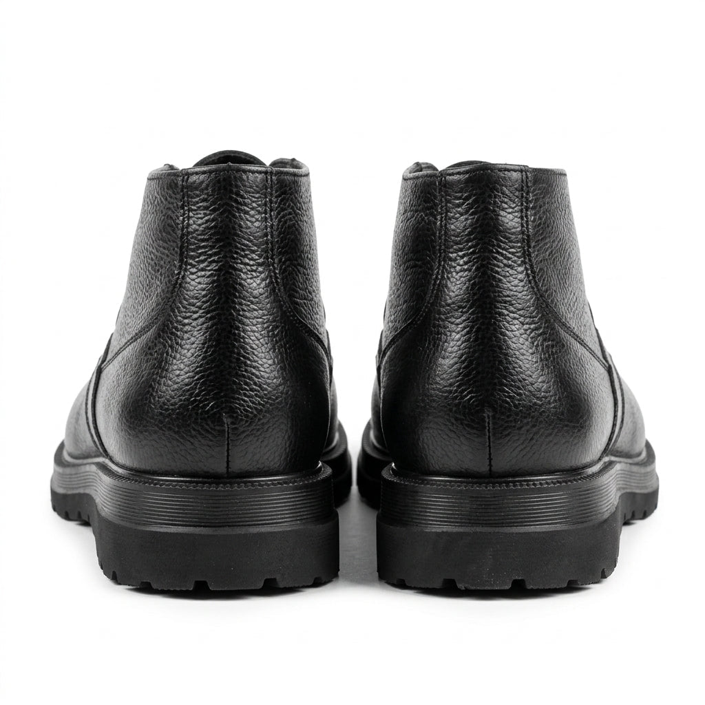 Ghete bărbați negre cu șiret, M-859, piele naturală - PaulStyle