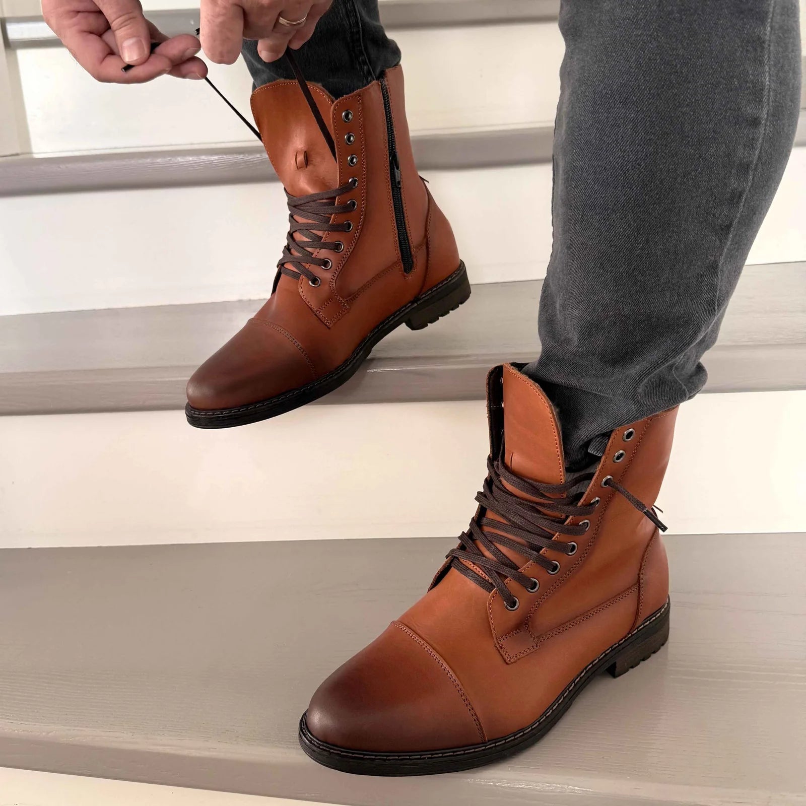 Ghete bărbați piele naturală 900 Maro deschis - Paul Style