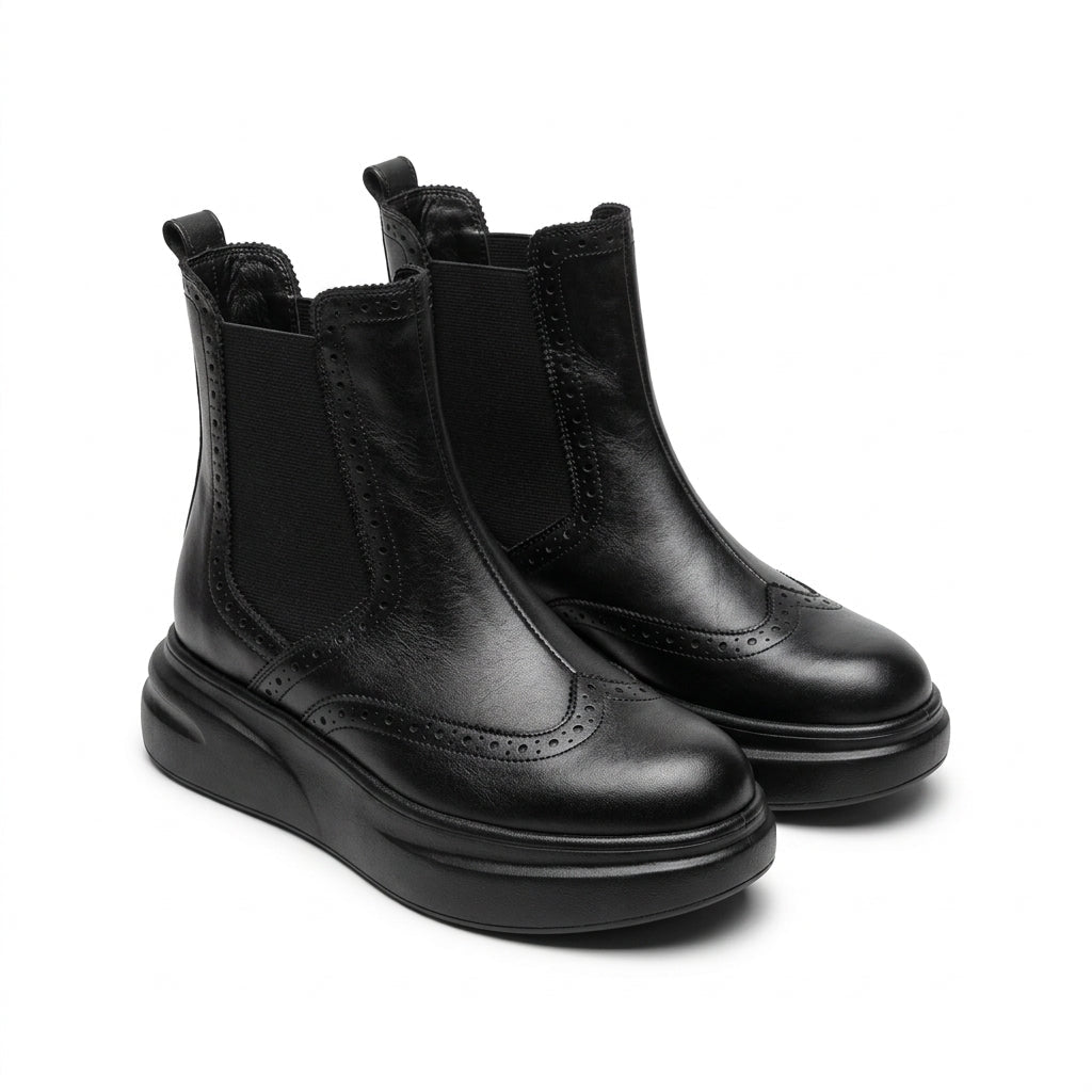 Ghete Chelsea damă negre, A-941, piele naturală - PaulStyle