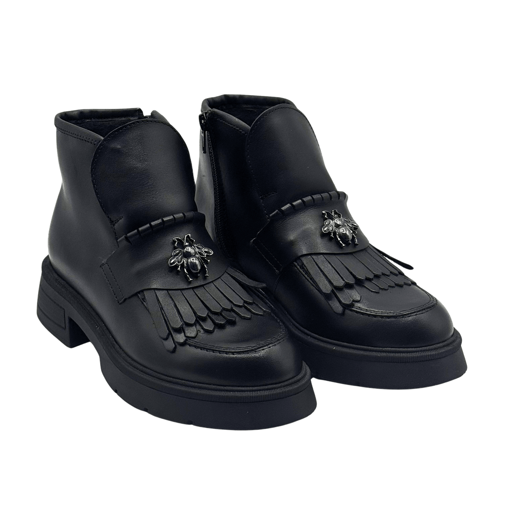 Ghete Dama din Piele Naturala, Culoare negru, Cod 743 | Paul Style