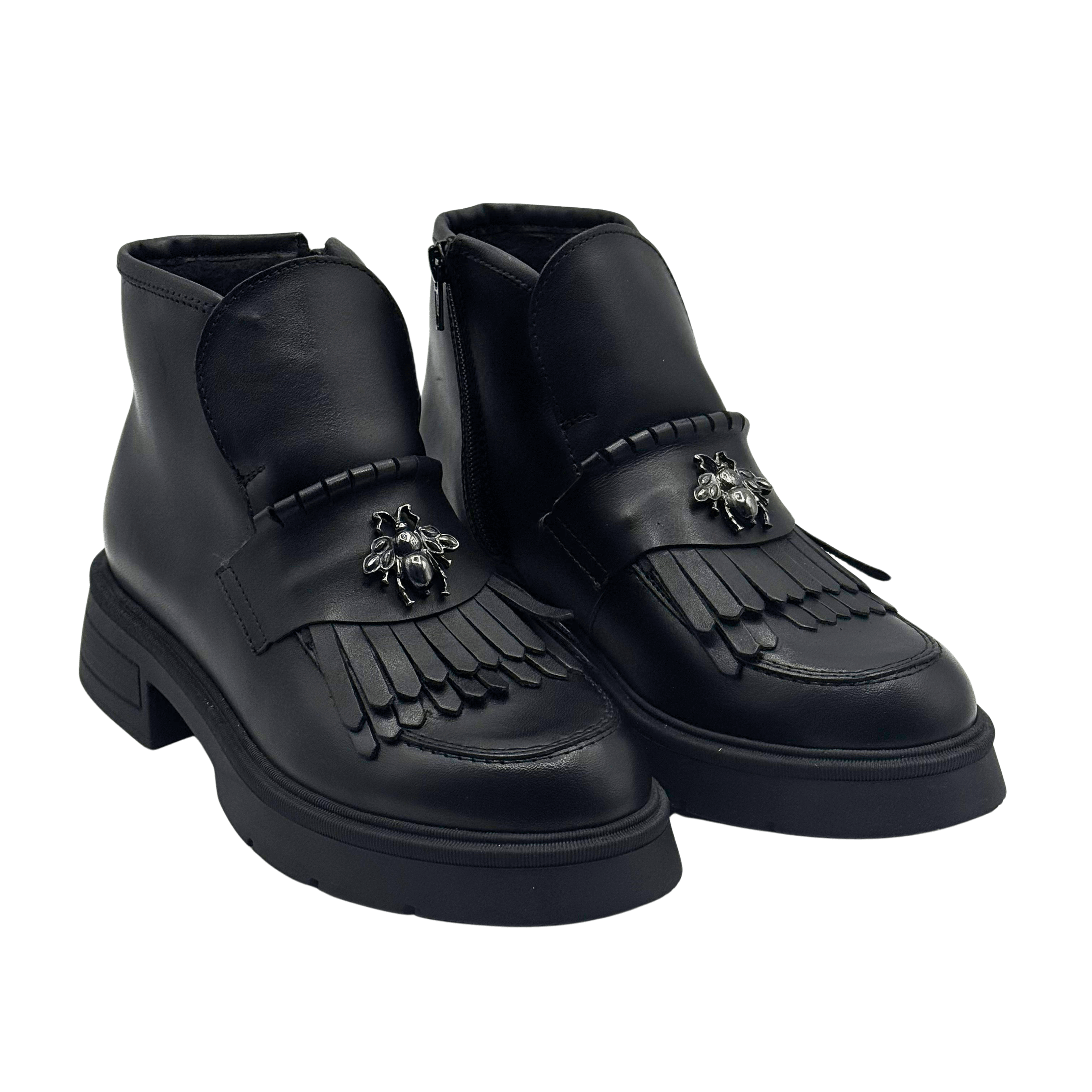 Ghete Dama din Piele Naturala, Culoare negru, Cod 743 | Paul Style