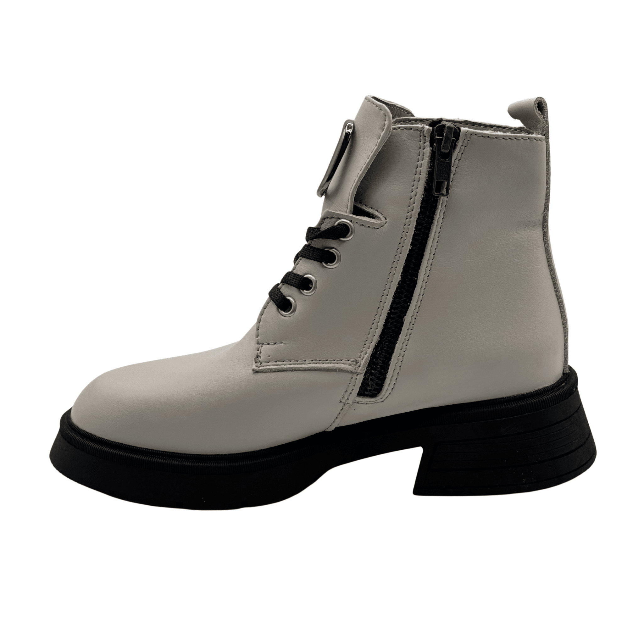 Ghete Dama din Piele Naturala, Culoare alb - natur, Cod 730 - Paul Style