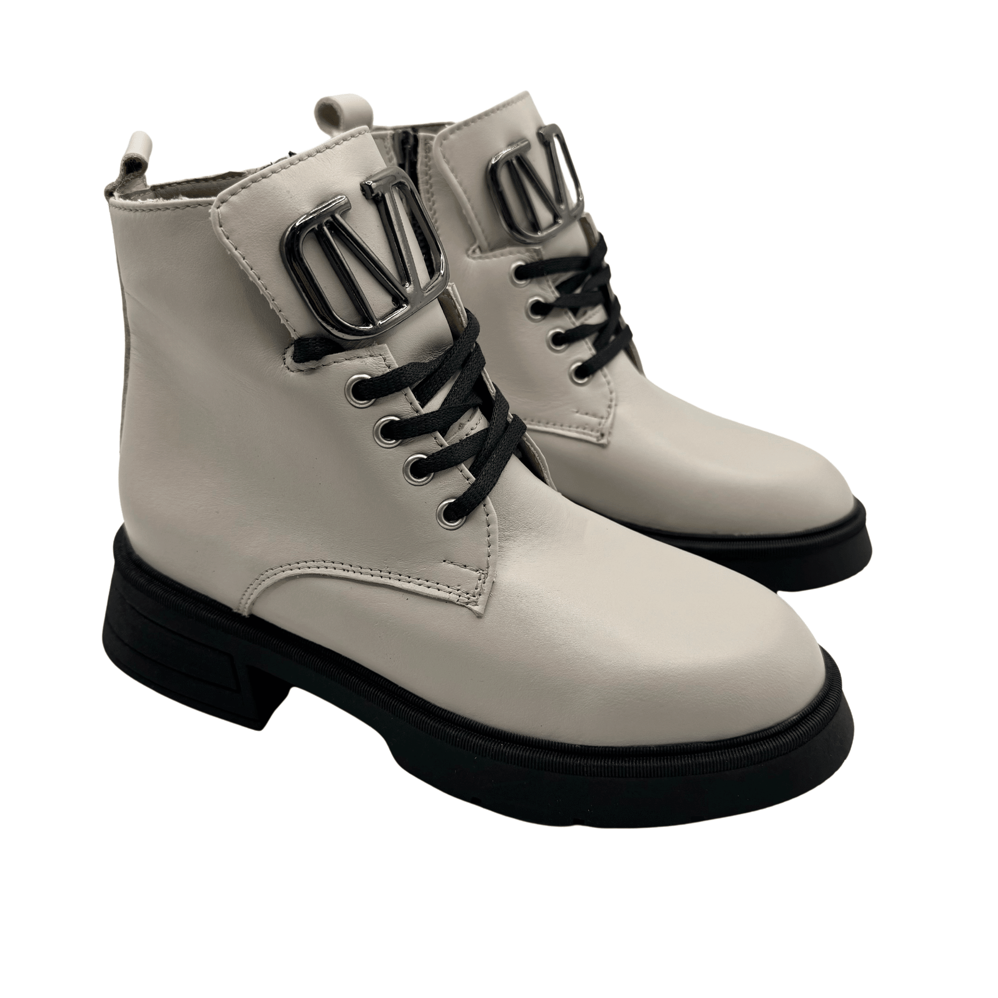 Ghete Dama din Piele Naturala, Culoare alb - natur, Cod 730 - Paul Style