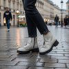 Women's Boots Made of Natural Leather, Natural White Color, Code 743
