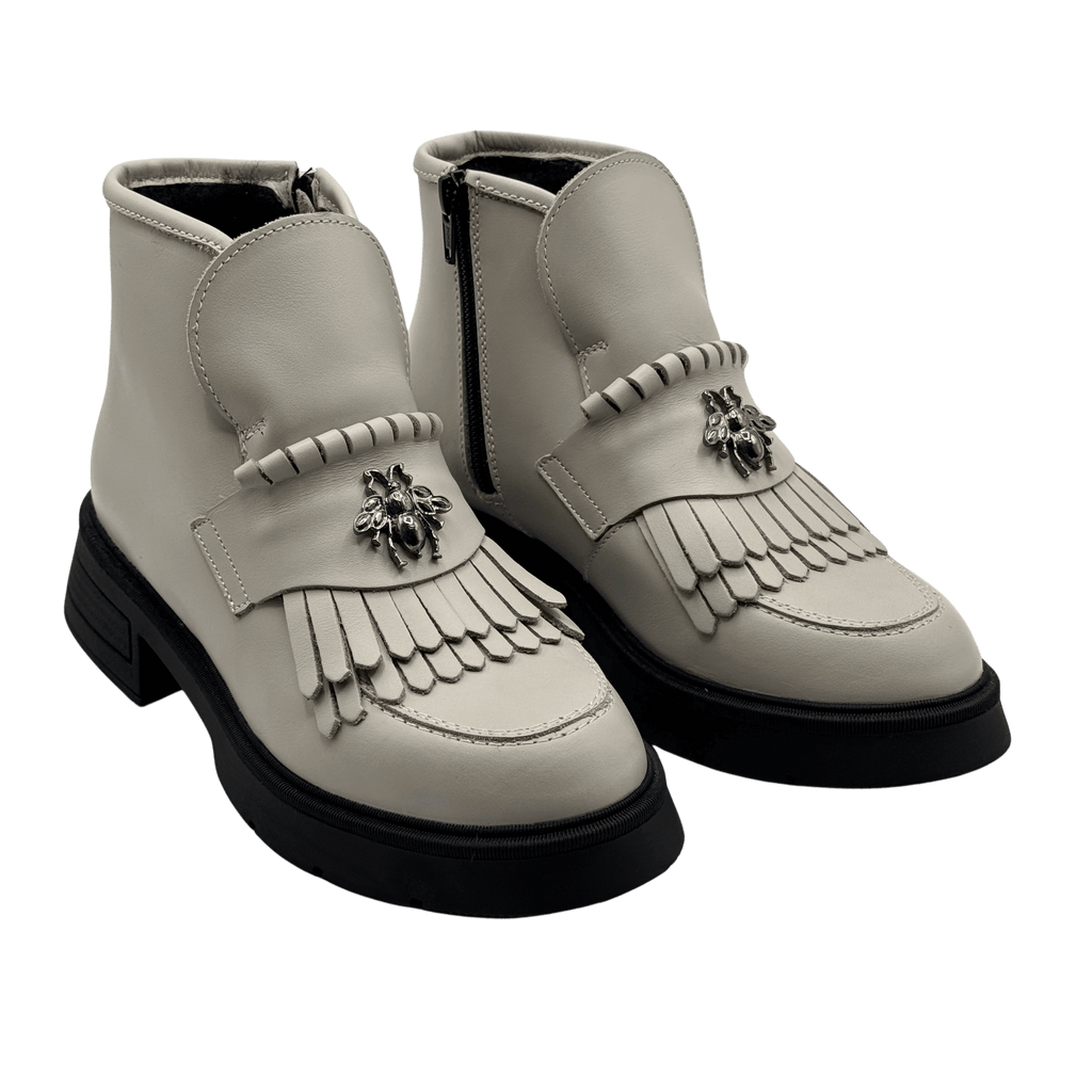 Ghete Dama din Piele Naturala, Culoare alb - natur, Cod 743 - Paul Style