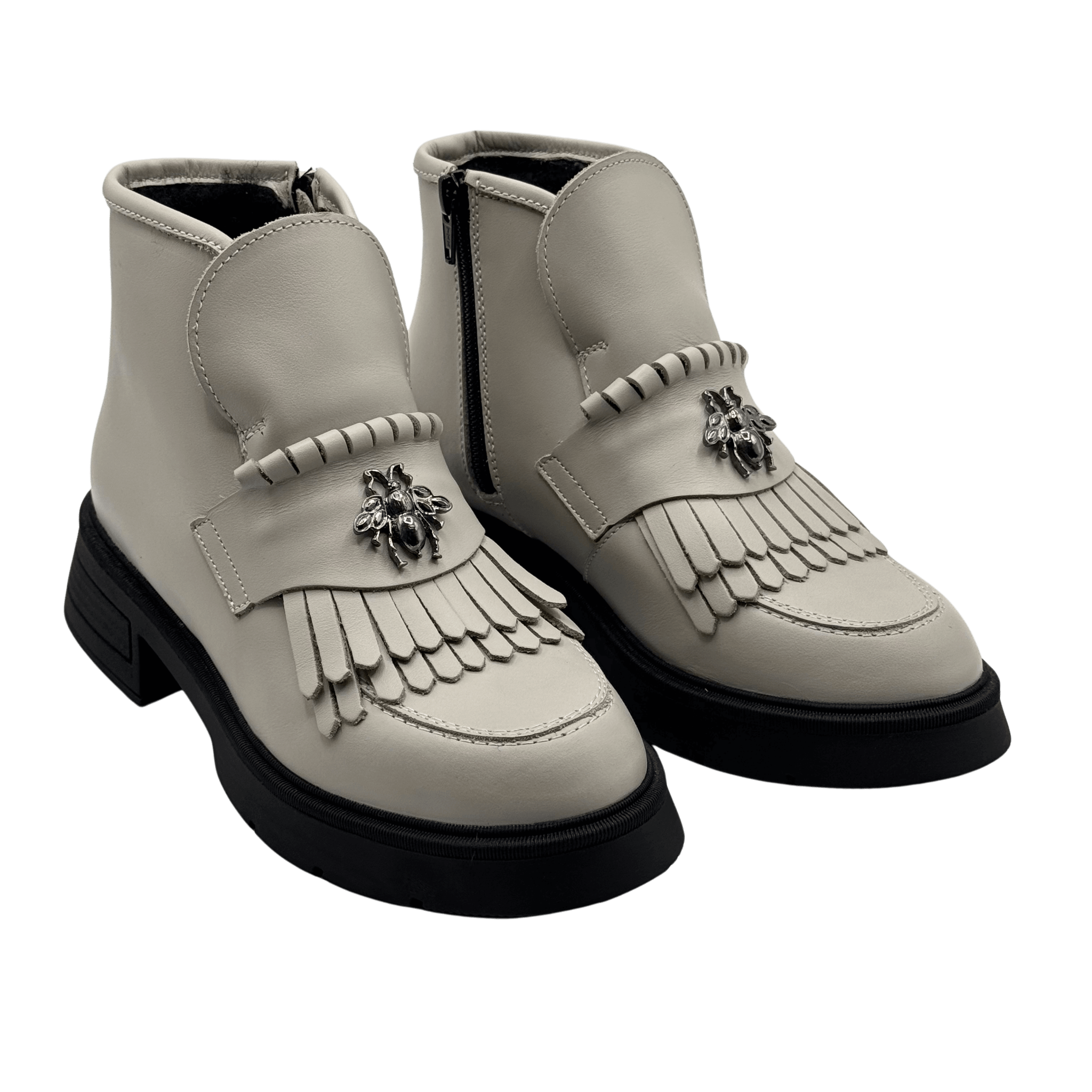 Ghete Dama din Piele Naturala, Culoare alb - natur, Cod 743 - Paul Style