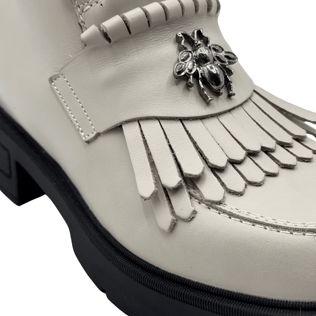 Ghete Dama din Piele Naturala, Culoare alb - natur, Cod 743 - Paul Style