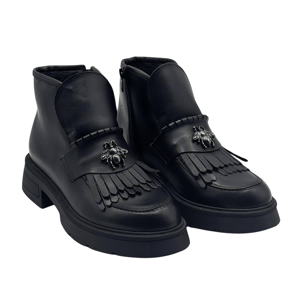 Ghete Dama din Piele Naturala, Culoare negru, Cod 743 - Paul Style