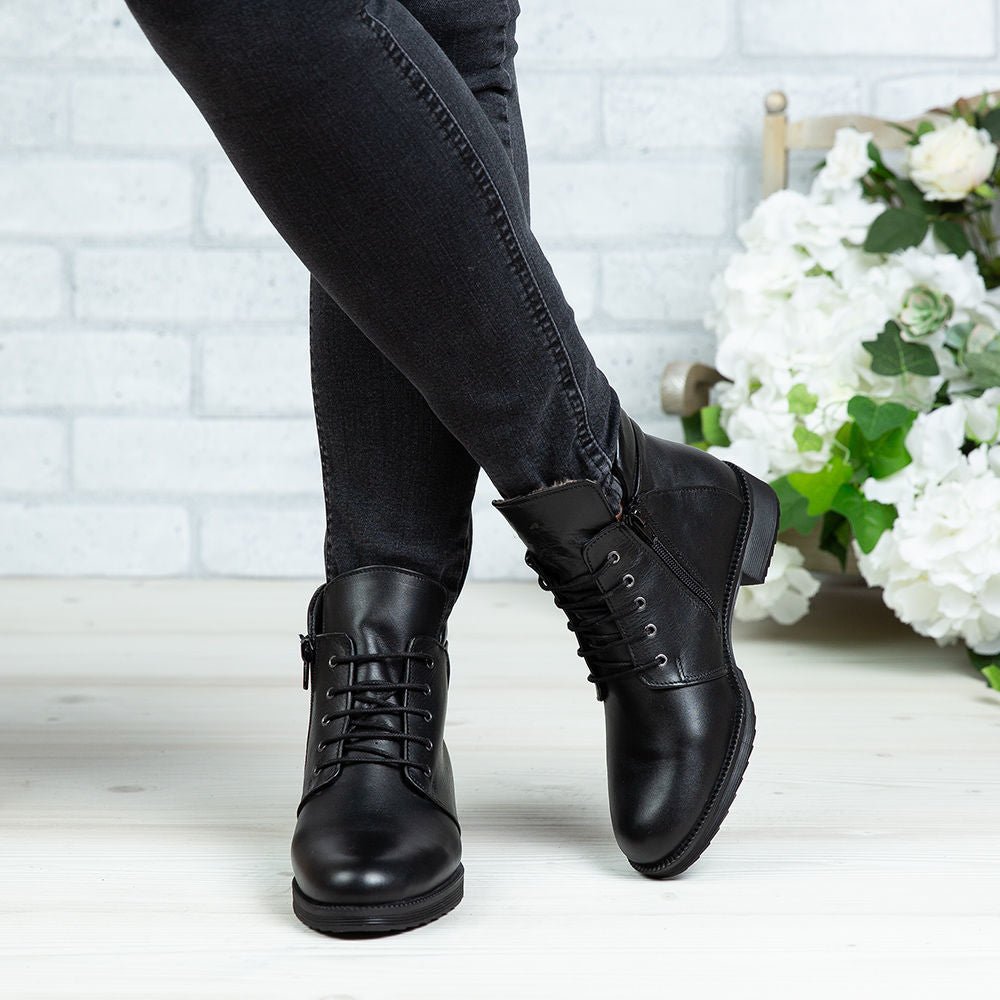 Ghete Dama din Piele Naturala, Culoare negru, Cod 750 - Paul Style