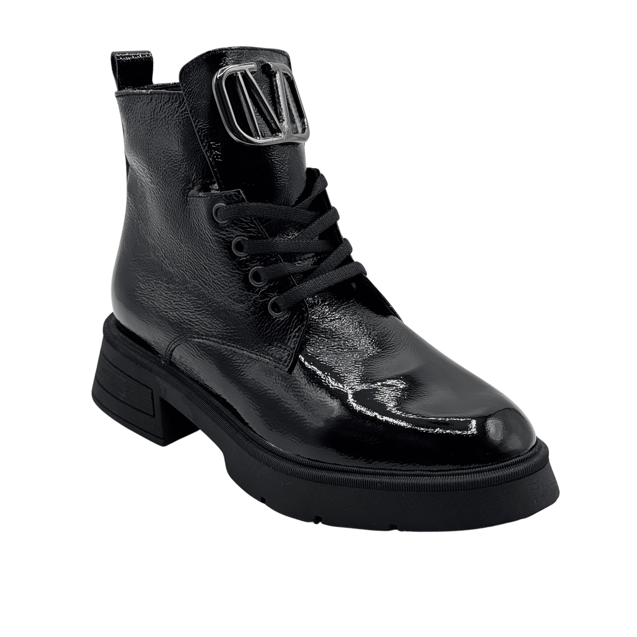 Ghete Dama din Piele Naturala, Culoare negru - lac, Cod 730 - Paul Style