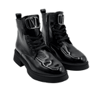 Ghete Dama din Piele Naturala, Culoare negru - lac, Cod 730 - Paul Style