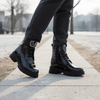 Women's Boots Made of Genuine Leather, Black-Lacquer Color, Code 730
