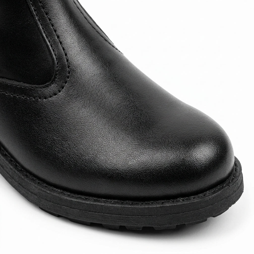 Ghete damă negre cu elastic, M-450, piele naturală - PaulStyle