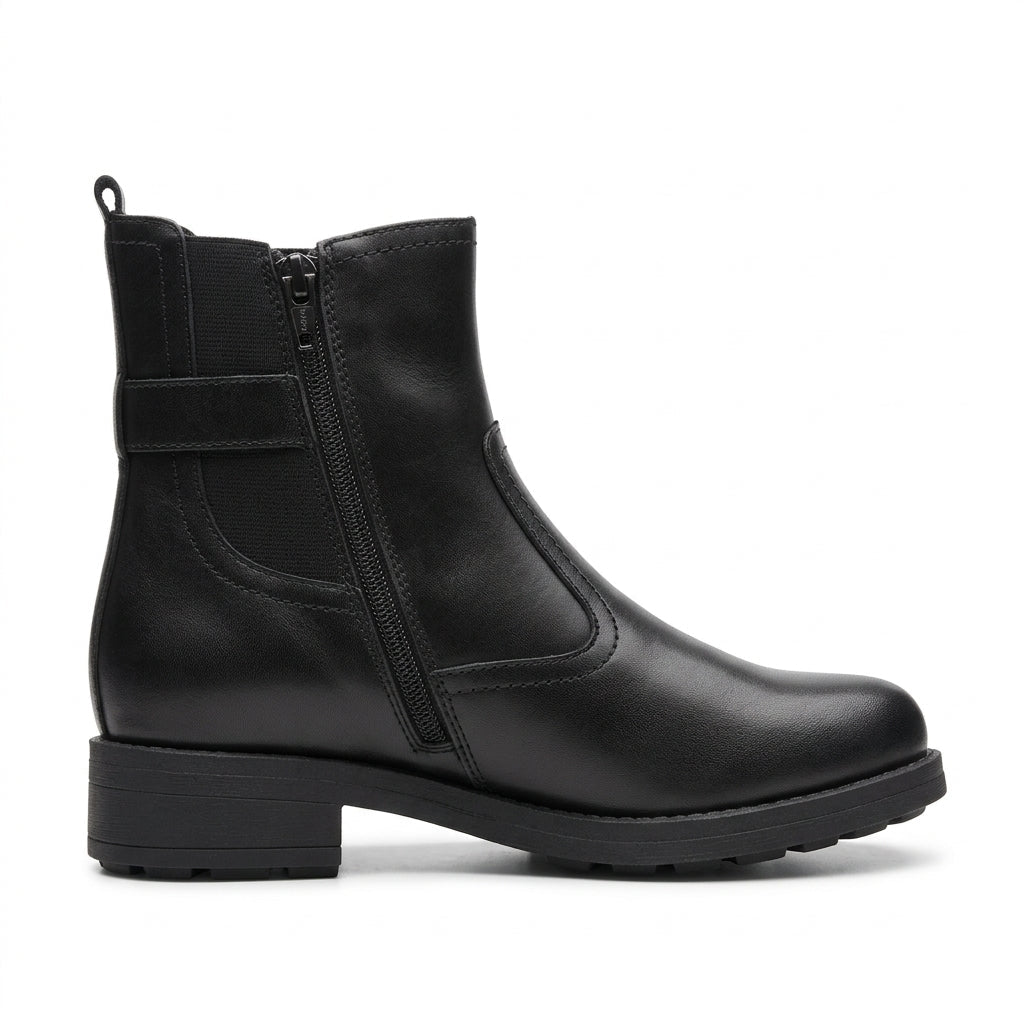 Ghete damă negre cu elastic, M-450, piele naturală - PaulStyle