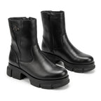 Ghete damă negre cu fermoar, M-6032, piele naturală - PaulStyle