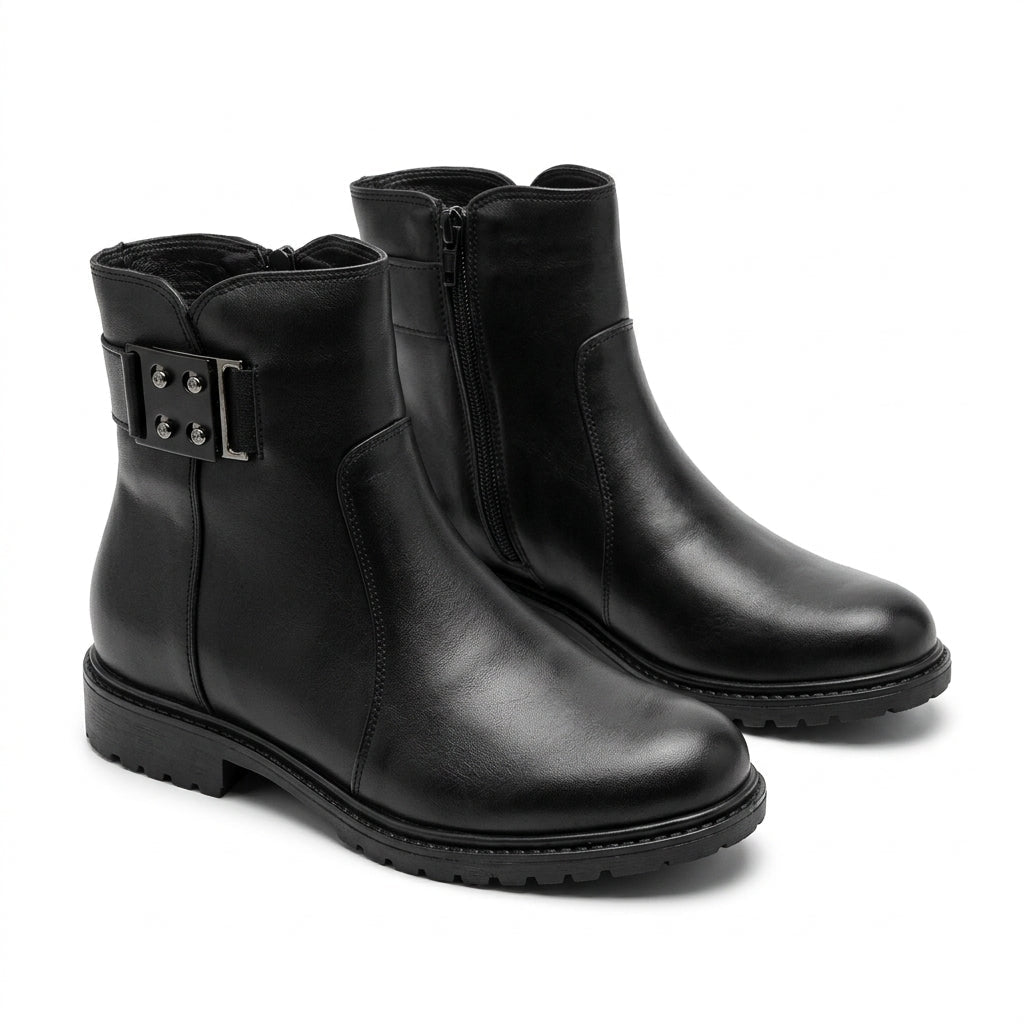 Ghete dama negru, A-382, din piele naturala - Paul Style