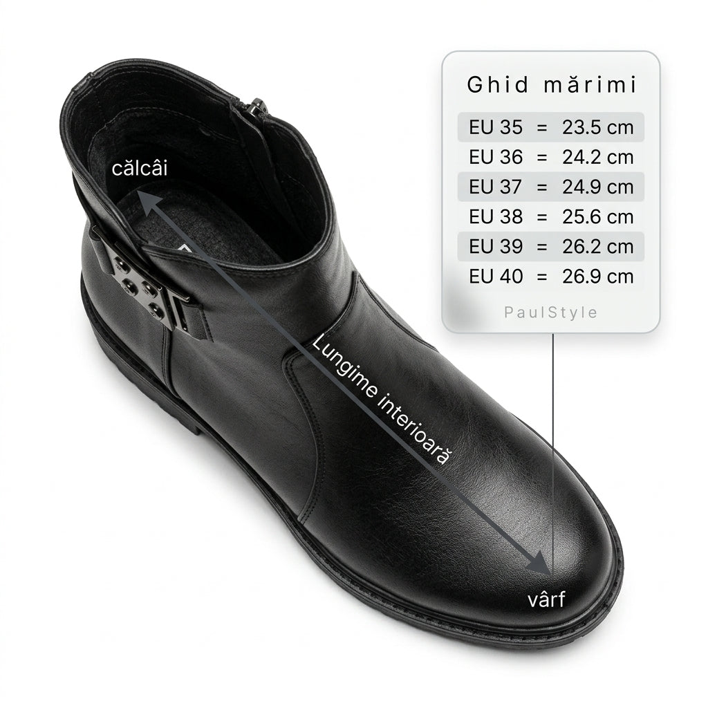 Ghete dama negru, A-382, din piele naturala - Paul Style