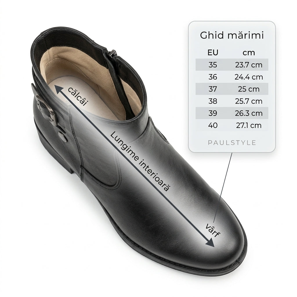 Ghete dama negru, A-701, din piele naturala - Paul Style