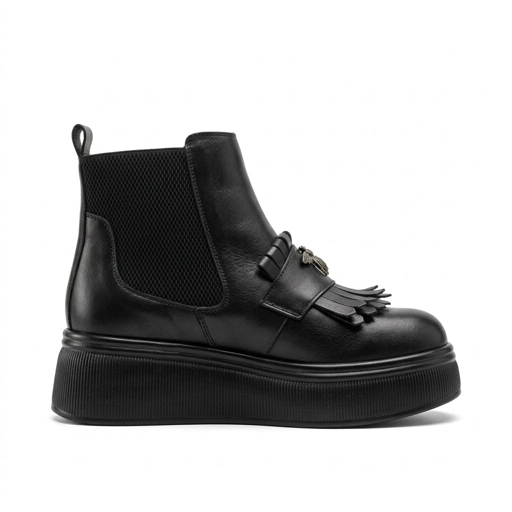 Ghete dama negru, A-905-1, din piele naturala - PaulStyle