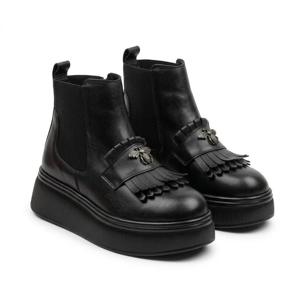 Ghete dama negru, A-905-1, din piele naturala - PaulStyle