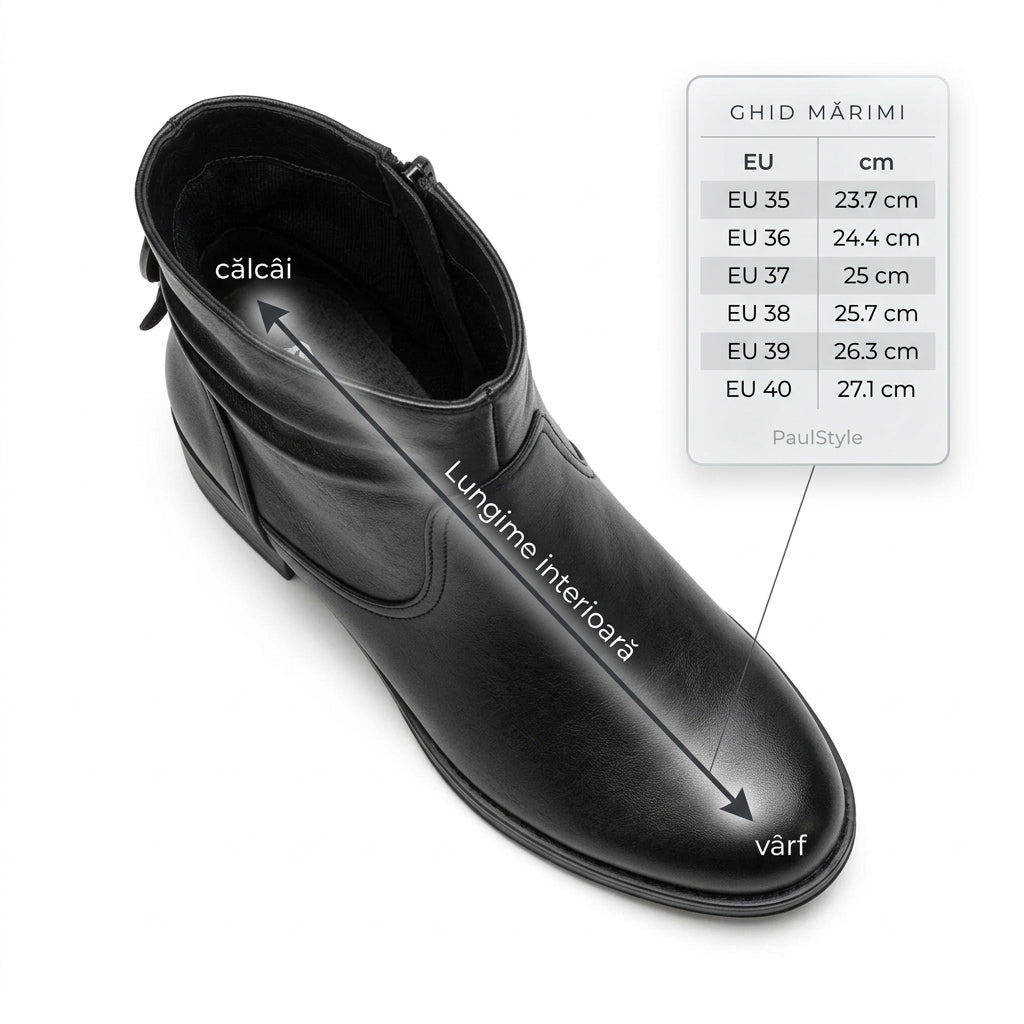 Ghete dama negru, A-911, din piele naturala - Paul Style