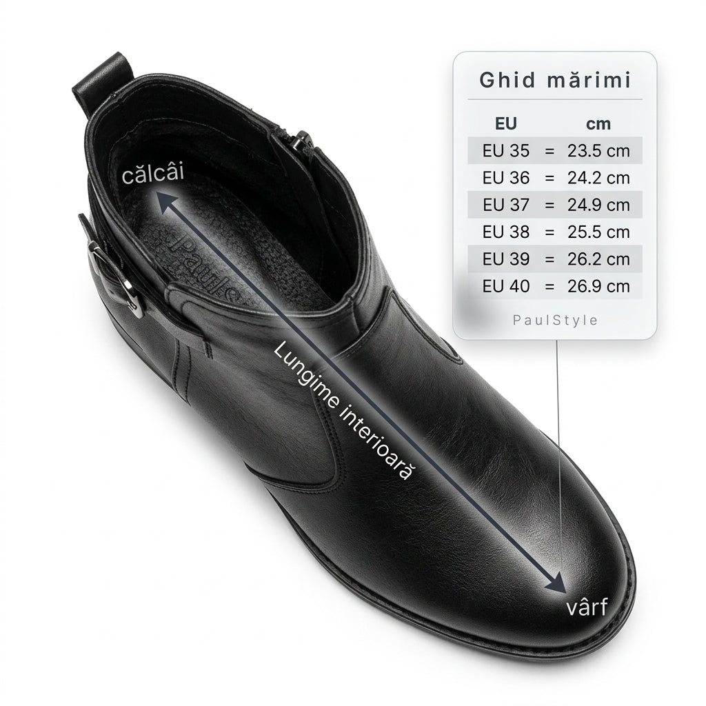 Ghete dama negru, A-912, din piele naturala - Paul Style