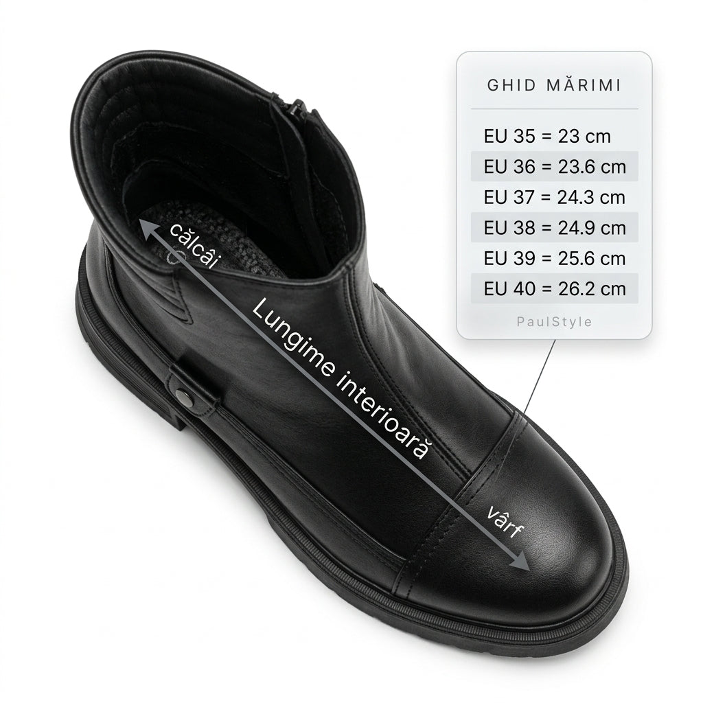 Ghete dama negru, A-922, din piele naturala - Paul Style