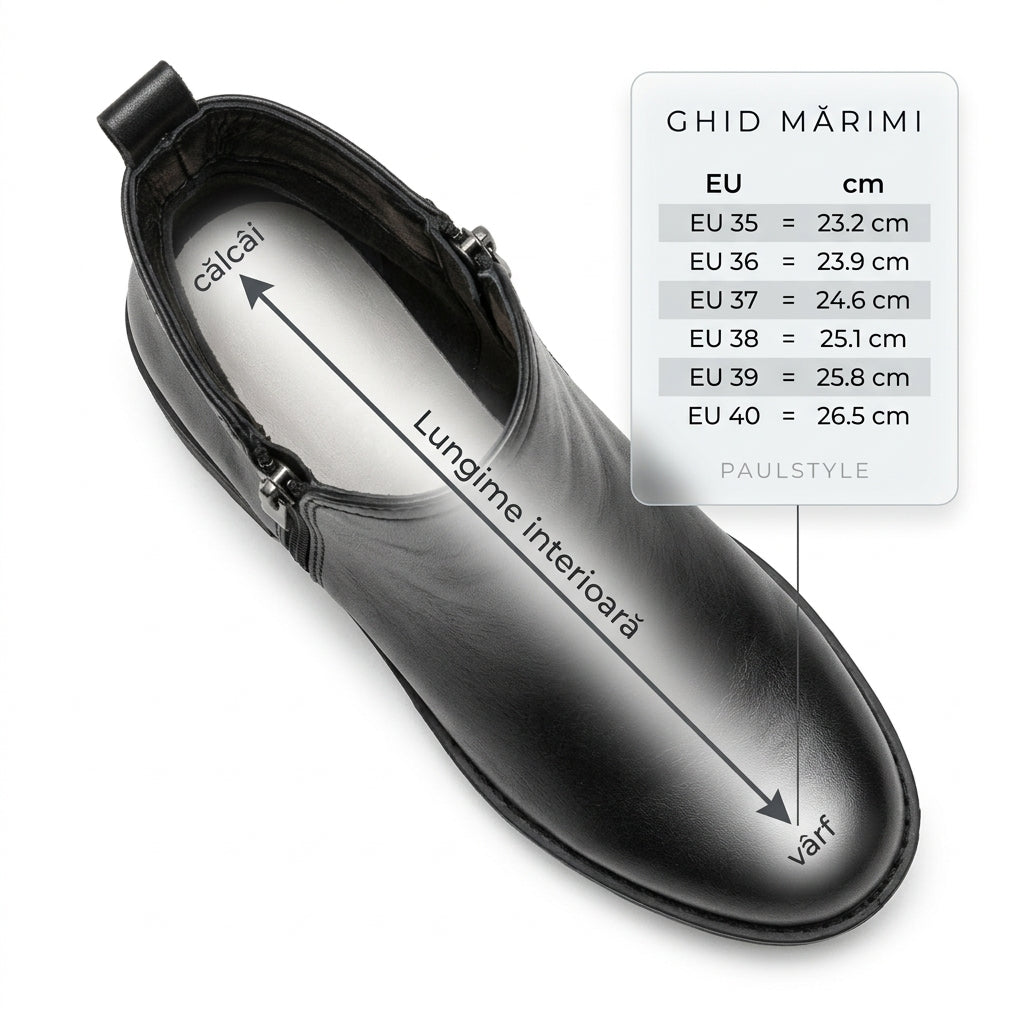 Ghete dama negru, A-935, din piele naturala - Paul Style
