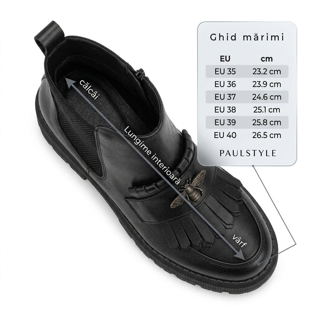 Ghete dama negru, A-936, din piele naturala - Paul Style