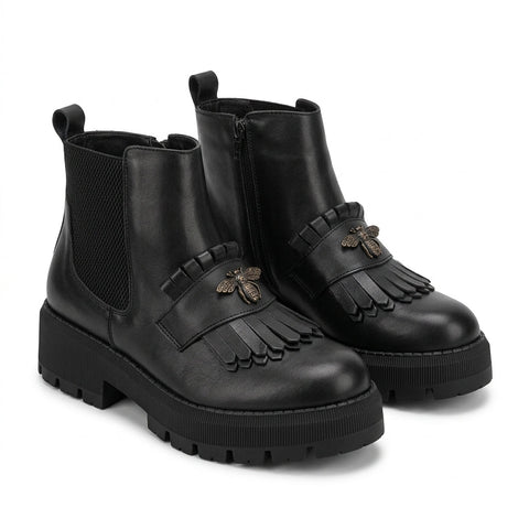 Ghete dama negru, A-936, din piele naturala - Paul Style