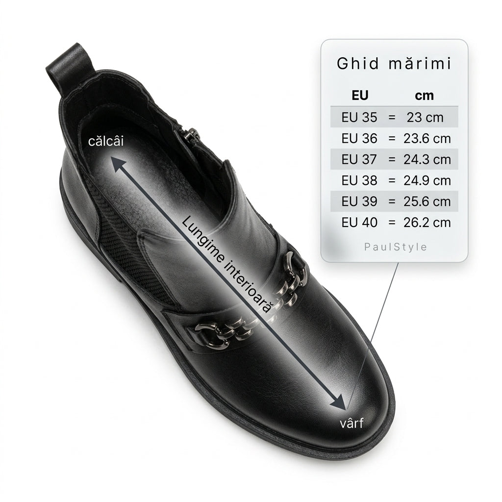 Ghete dama negru, A-940-1, din piele naturala - Paul Style