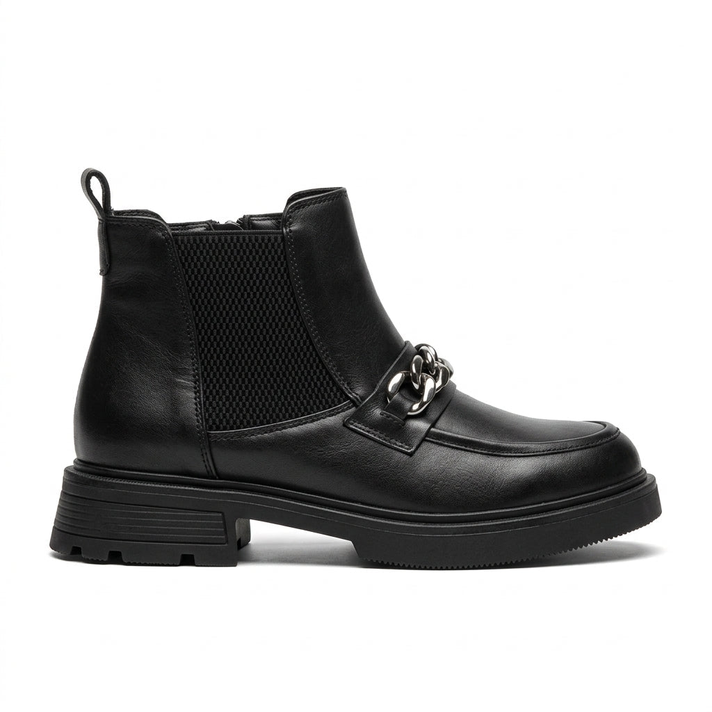 Ghete dama negru, A-940, din piele naturala - Paul Style