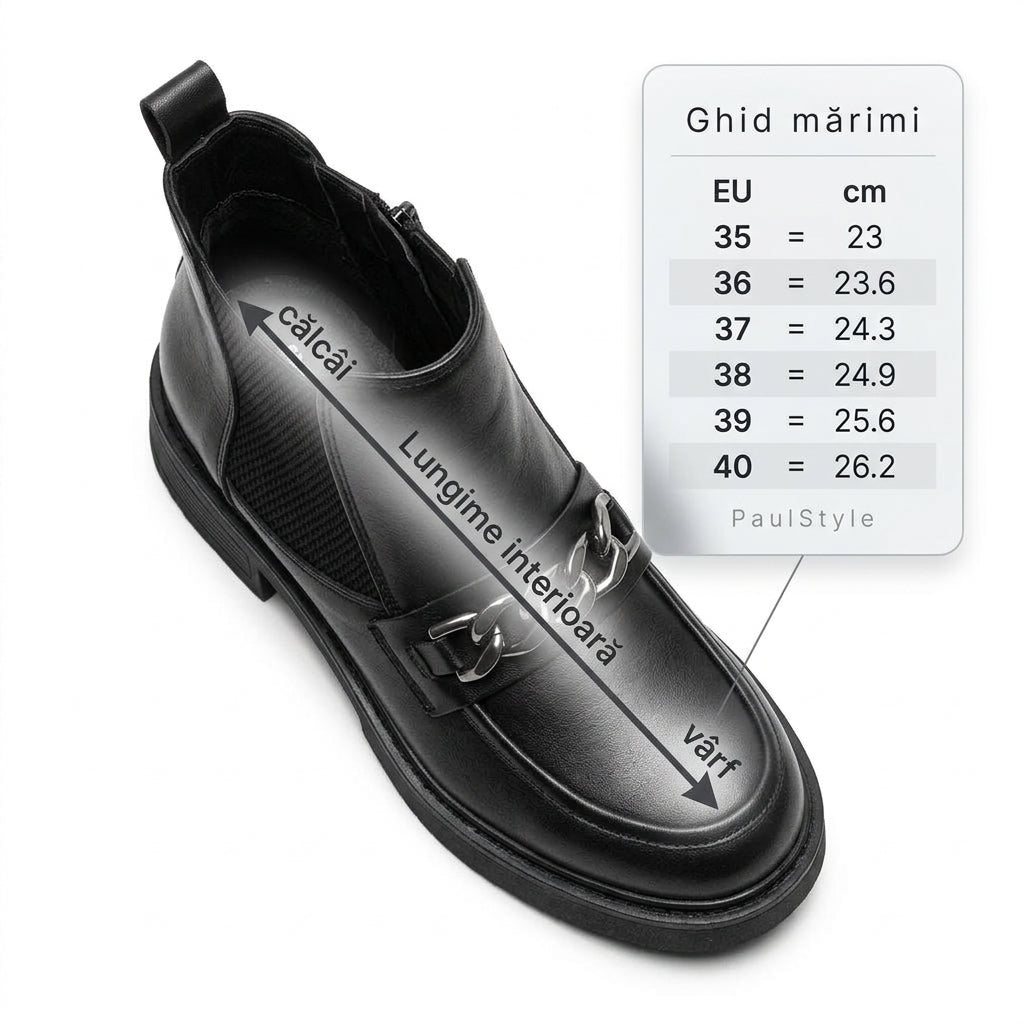 Ghete dama negru, A-940, din piele naturala - Paul Style