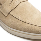 Mocasini barbati din piele naturală bej deschis -velur, M-8093 - Paul Style