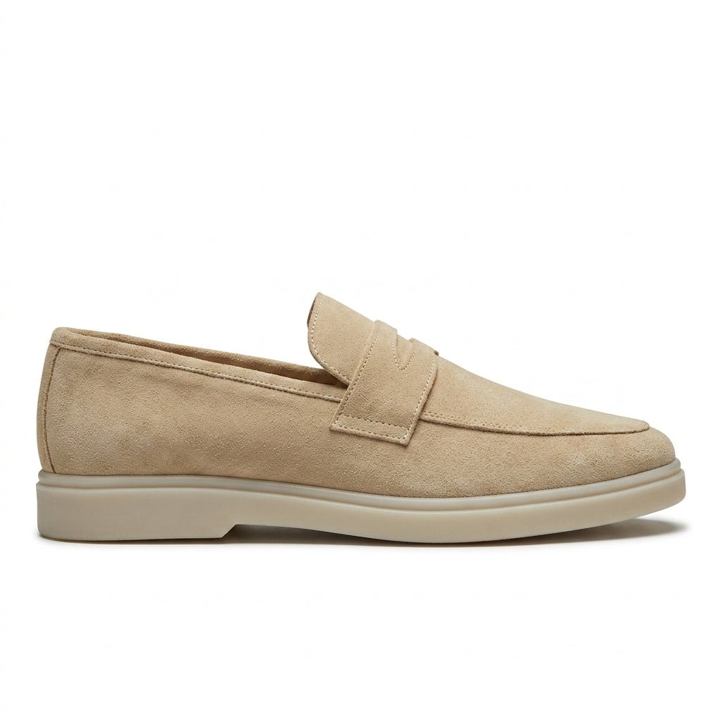 Mocasini barbati din piele naturală bej deschis -velur, M-8093 - Paul Style
