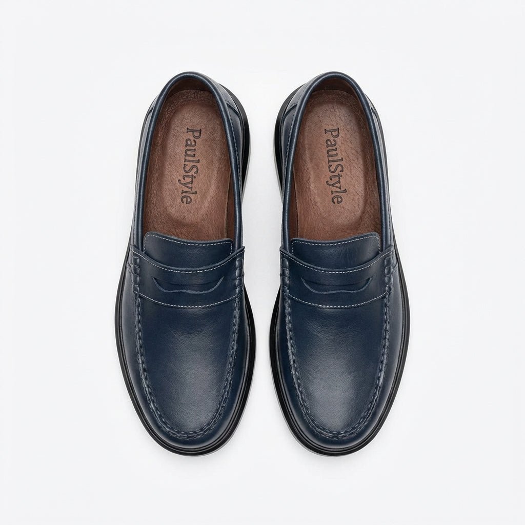 Mocasini barbati din piele naturală, bleumarin, A160 - 1 - Paul Style