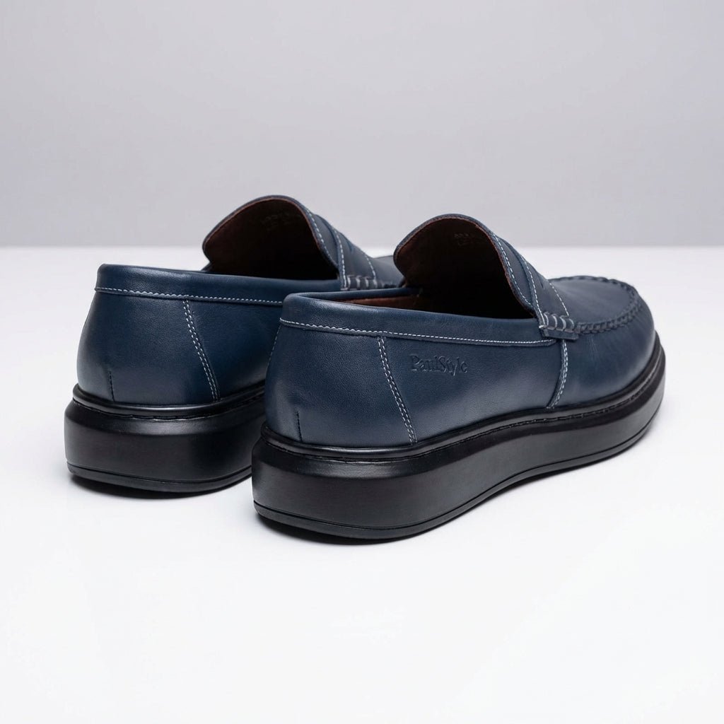 Mocasini barbati din piele naturală, bleumarin, A160 - 1 - Paul Style
