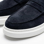 Mocasini barbati din piele naturală, bleumarin inchis-velur, A160-1 - Paul Style