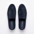 Mocasini barbati din piele naturală, bleumarin inchis-velur, A160-1 - Paul Style