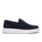 Mocasini barbati din piele naturală, bleumarin inchis-velur, A160-1 - Paul Style